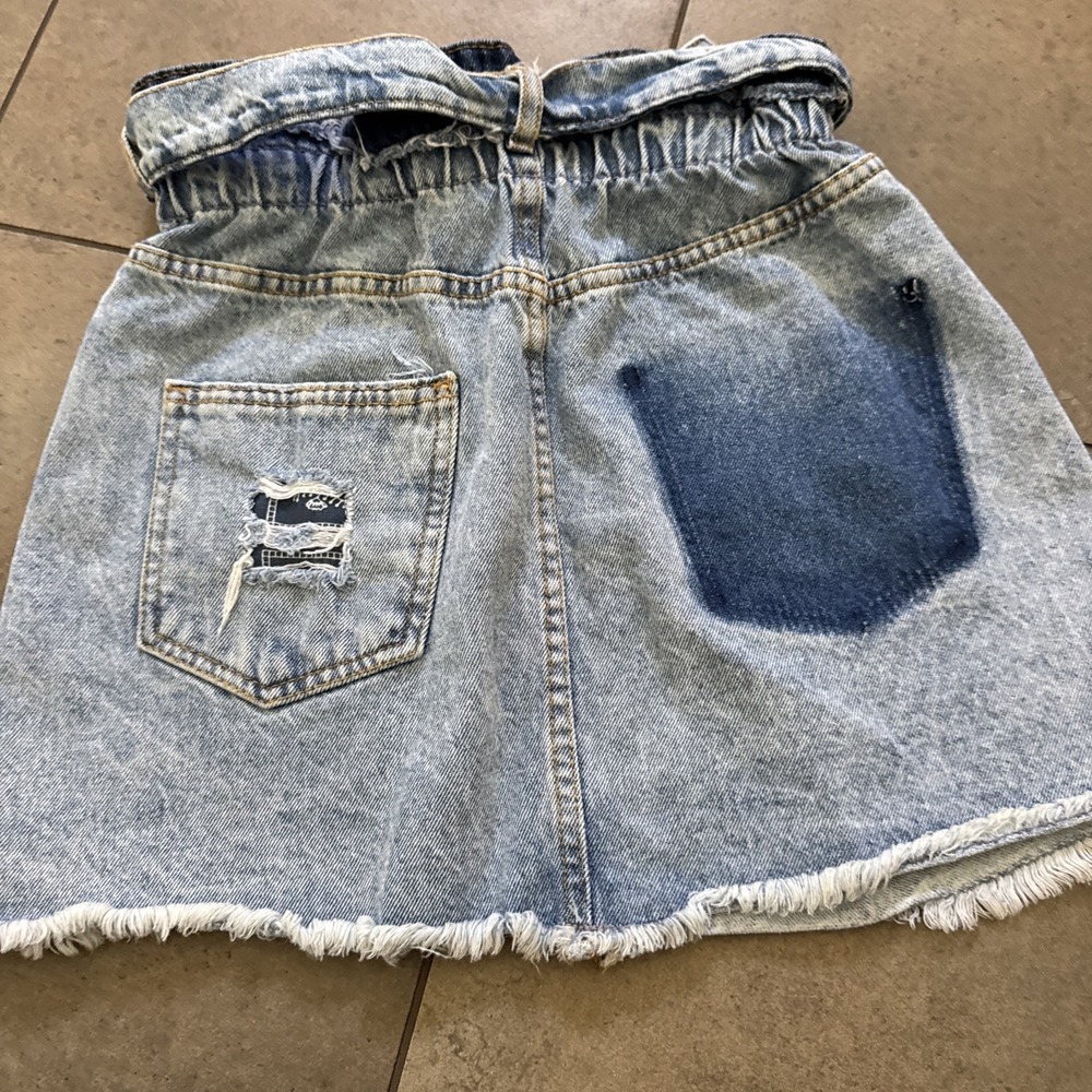Zara Girls 11/12 bundle Lot Denim Skirt Ribbed Leggings Pants Brown Blue Modern - Picture 5 of 9